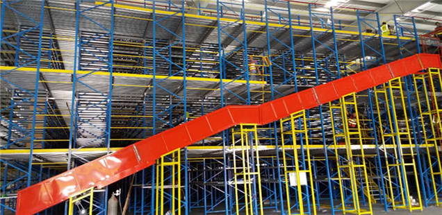 Warehouse mezzanine system for auto parts