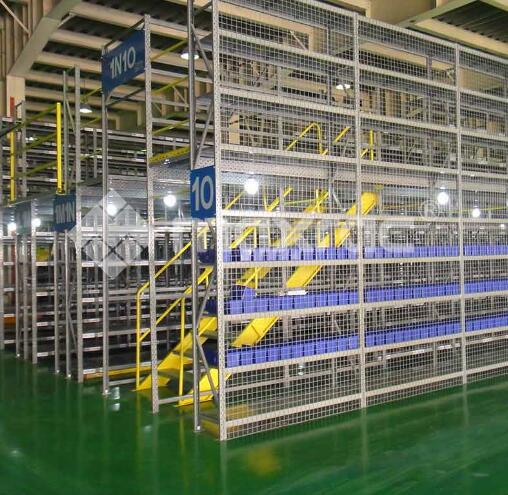 This automated storage system builds a pallet rack mezzanine area